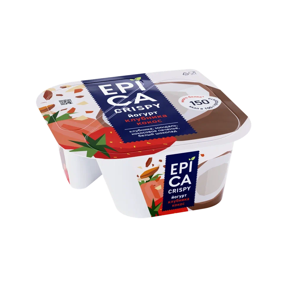 БЗМЖ ЙОГУРТ ЭПИКА КРИСПИ КЛУБ-ШОК КОКОС 140ГР