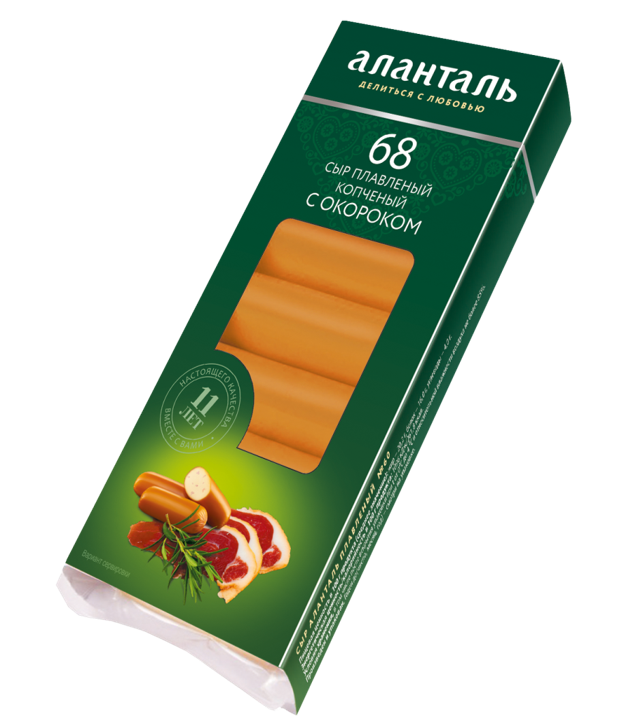 БЗМЖ СЫР ПЛАВЛЕНЫЙ АЛАНТАЛЬ С ОКОРОКОМ №68 40% БАТОНЧИКИ 140ГР