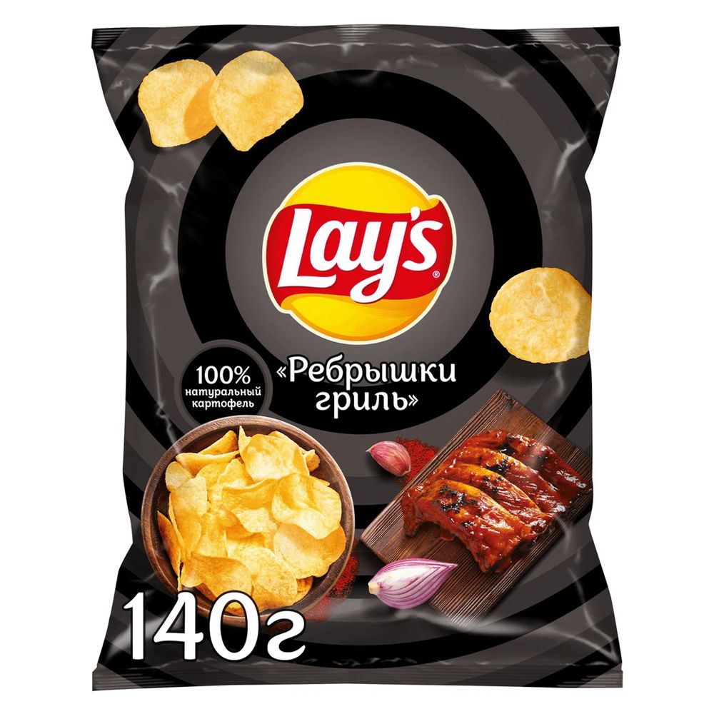ЧИПСЫ ЛЭЙС 140ГР РЕБРЫШКИ ГРИЛЬ