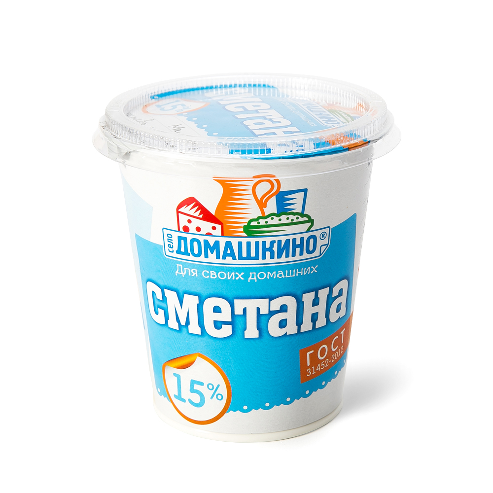 Сметана Село Домашкино 15% стакан 300г