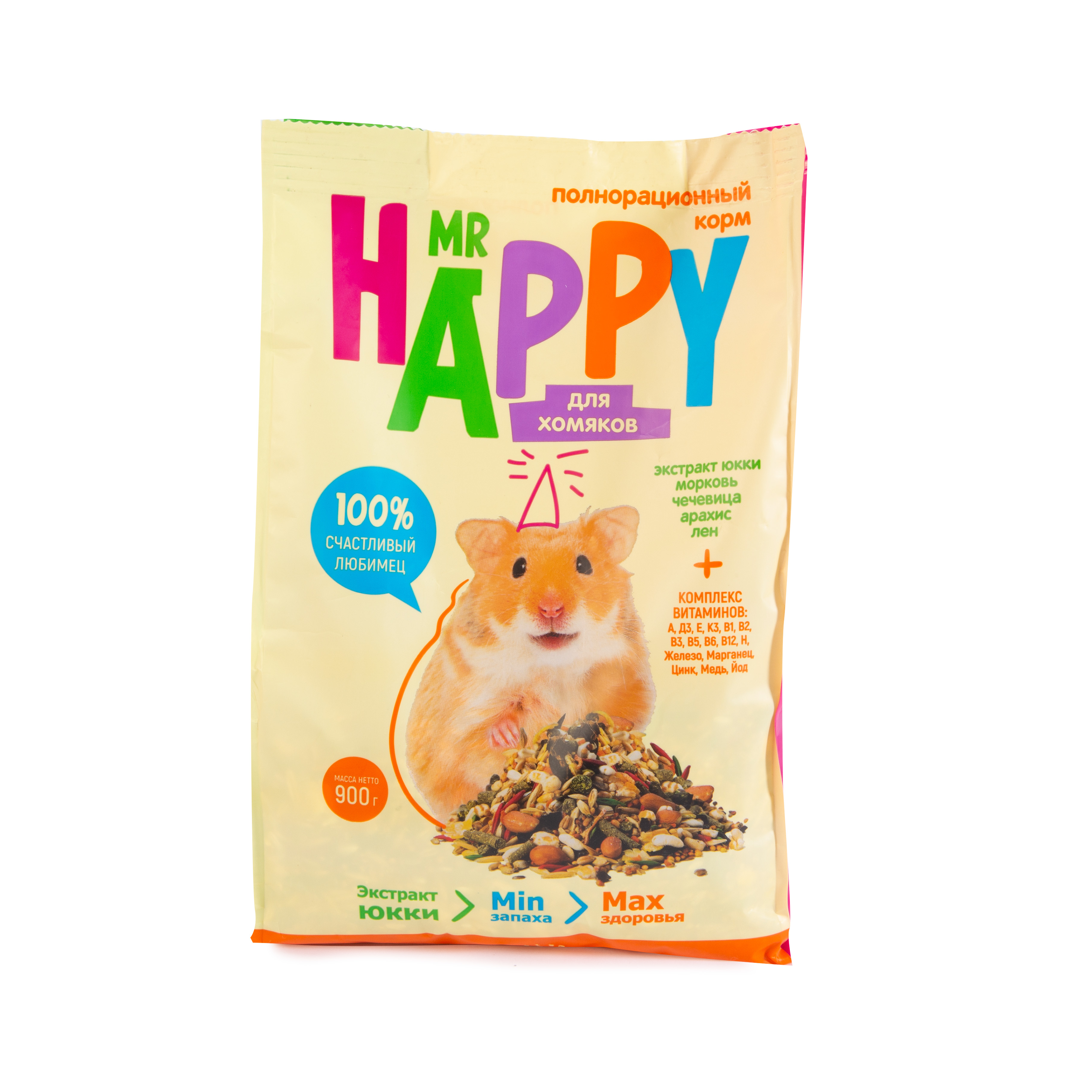 КОРМ MR HAPPY СУХОЙ ДЛЯ ХОМЯКОВ 900ГР