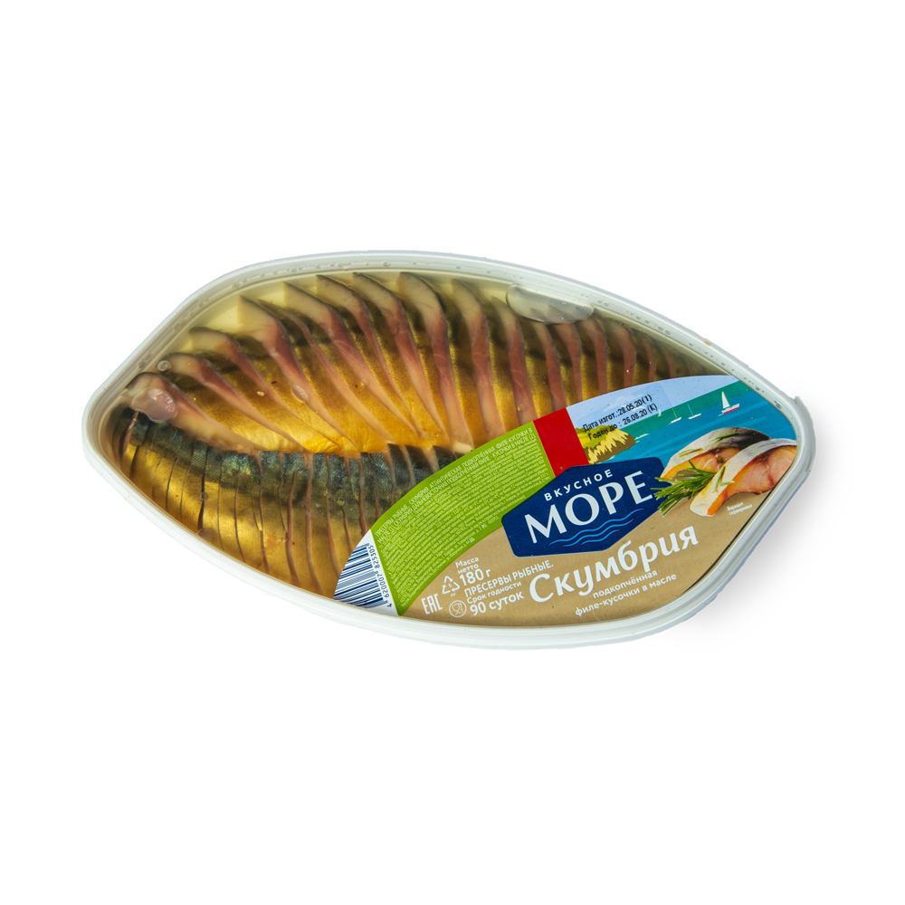ВМ Скумбрия филе кусочки в масле Подкопченная (Ус. Овал) 180г