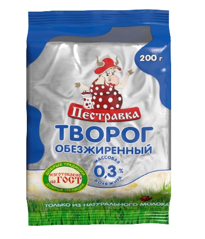 Творог Пестравка 0,3% флоу-пак 180 гр