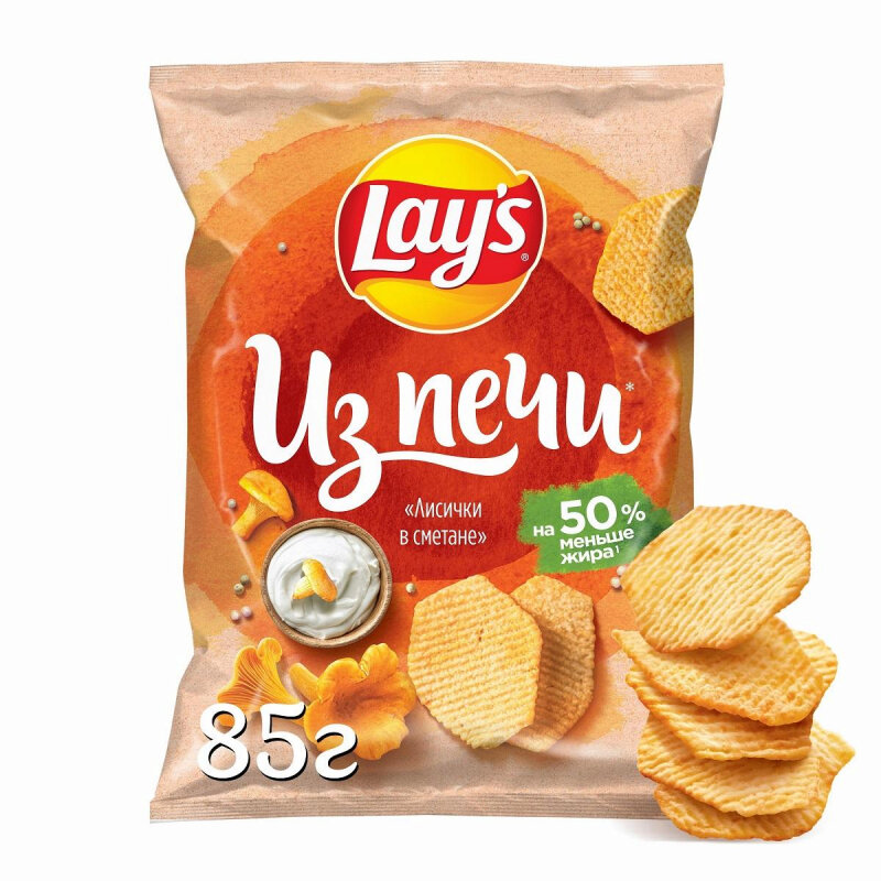 ТОП 100 Чипсы Lays Из печи Лисички в сметане 85г