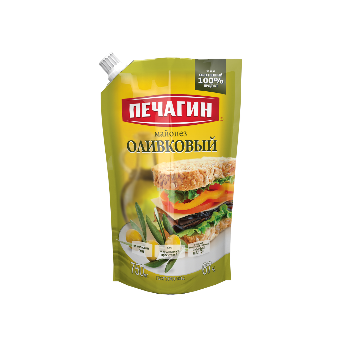 МАЙОНЕЗ ПЕЧАГИН ОЛИВКОВЫЙ 67% 750МЛ ДПДЗ