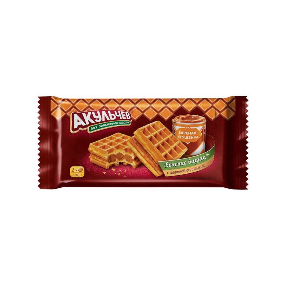 ВАФЛИ ВЕНСКИЕ СГУЩЕНКА АКУЛЬЧЕВ 100ГР