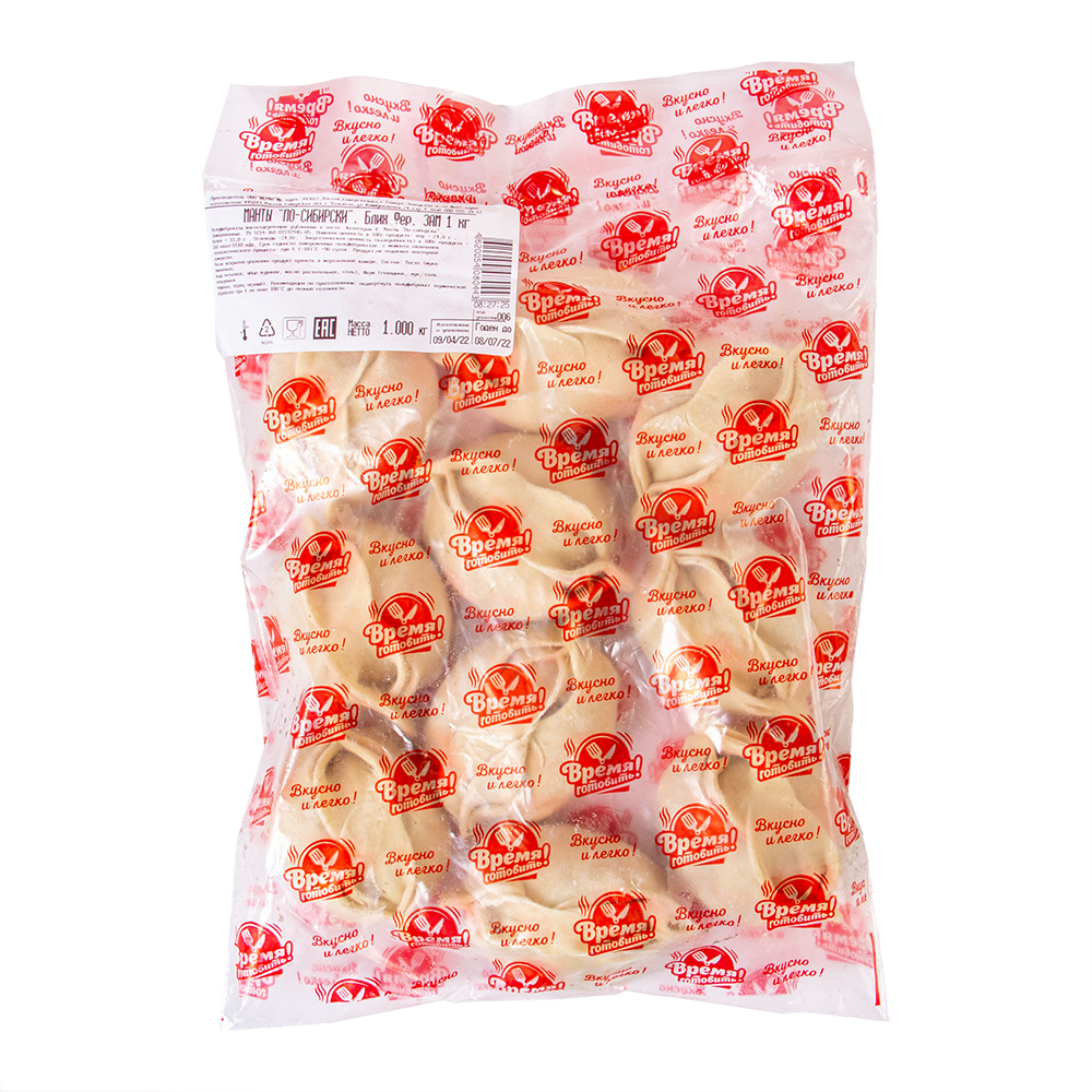 МАНТЫ  « ПО-СИБИРСКИ», ПАКЕТ 1 КГ, ЗАМ.ФЕРМА