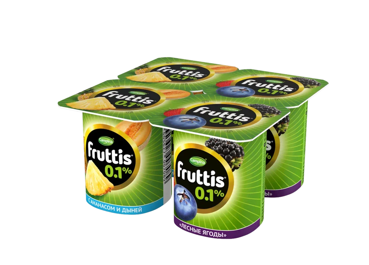БЗМЖ ЙОГУРТ ФРУТТИС ЛЁГКИЙ АНАНАС ДЫНЯ ЛЕС ЯГОДЫ 0,1% 110ГР