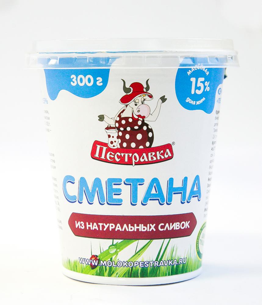 Сметана Пестравка 15% стакан 300г