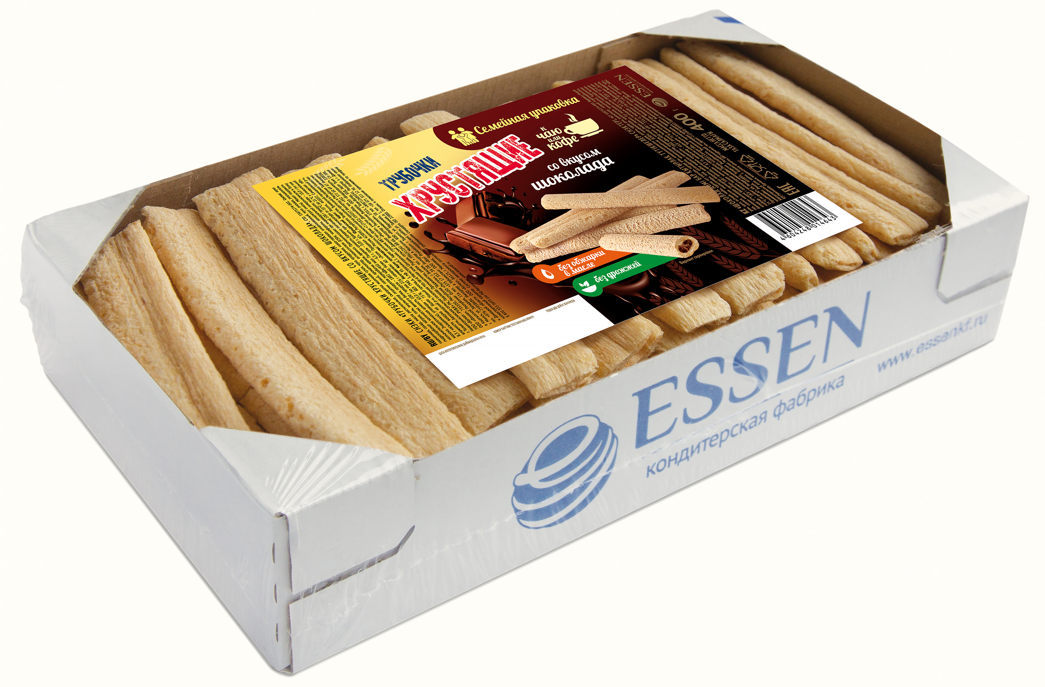 ТРУБОЧКИ ХРУСТЯЩИЕ СО ВКУСОМ ШОКОЛАДА 400ГР