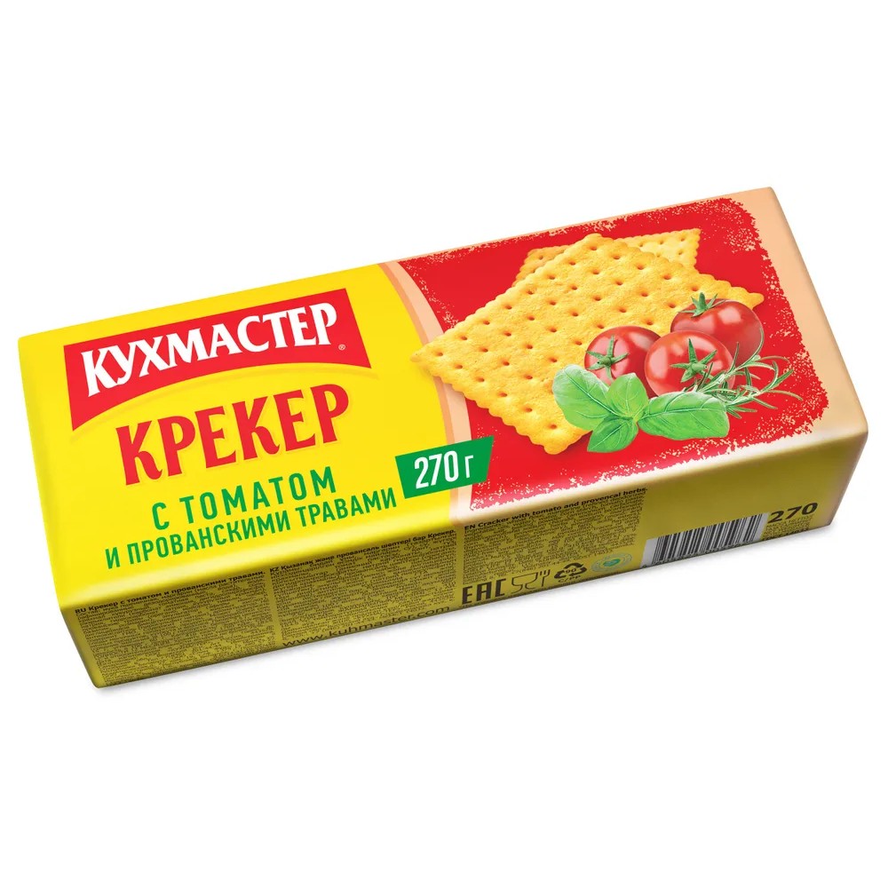 КРЕКЕР КУХМАСТЕР ЗАТЯЖНОЕ С ТОМАТОМ И ПРОВАНСКИМИ ТРАВАМИ 270ГР