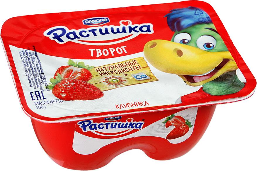ТВОРОГ РАСТИШКА КЛУБНИКА/БАНАН ПЕЧЕНЬЕ 3,5% 108ГР