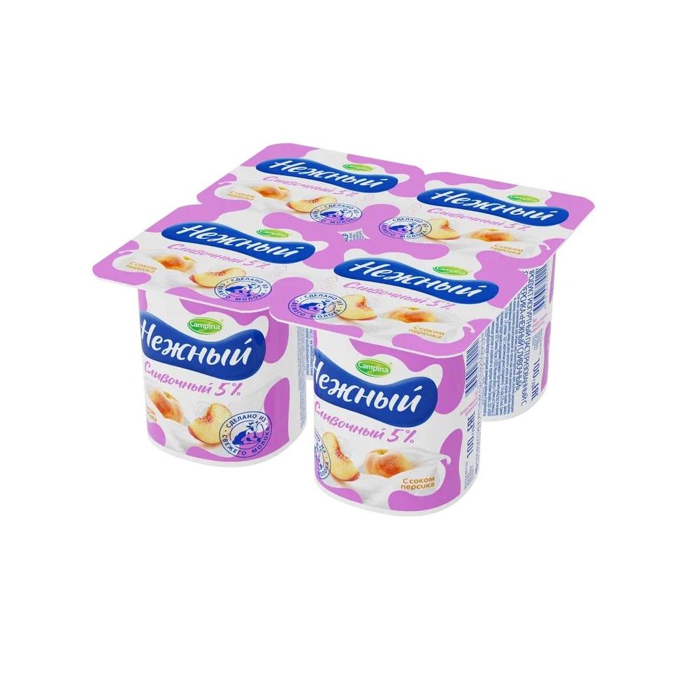 ЙОГУРТ НЕЖНЫЙ СЛИВОЧНЫЙ С СОКОМ 5% ПЕРСИК 100ГР