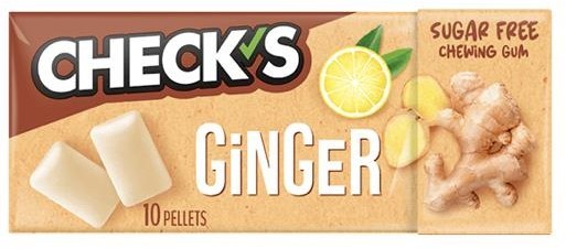 Жевательная резинка CHECKS без сахара со вкусом имбиря и лимона 13 гр. (10 подушечек)