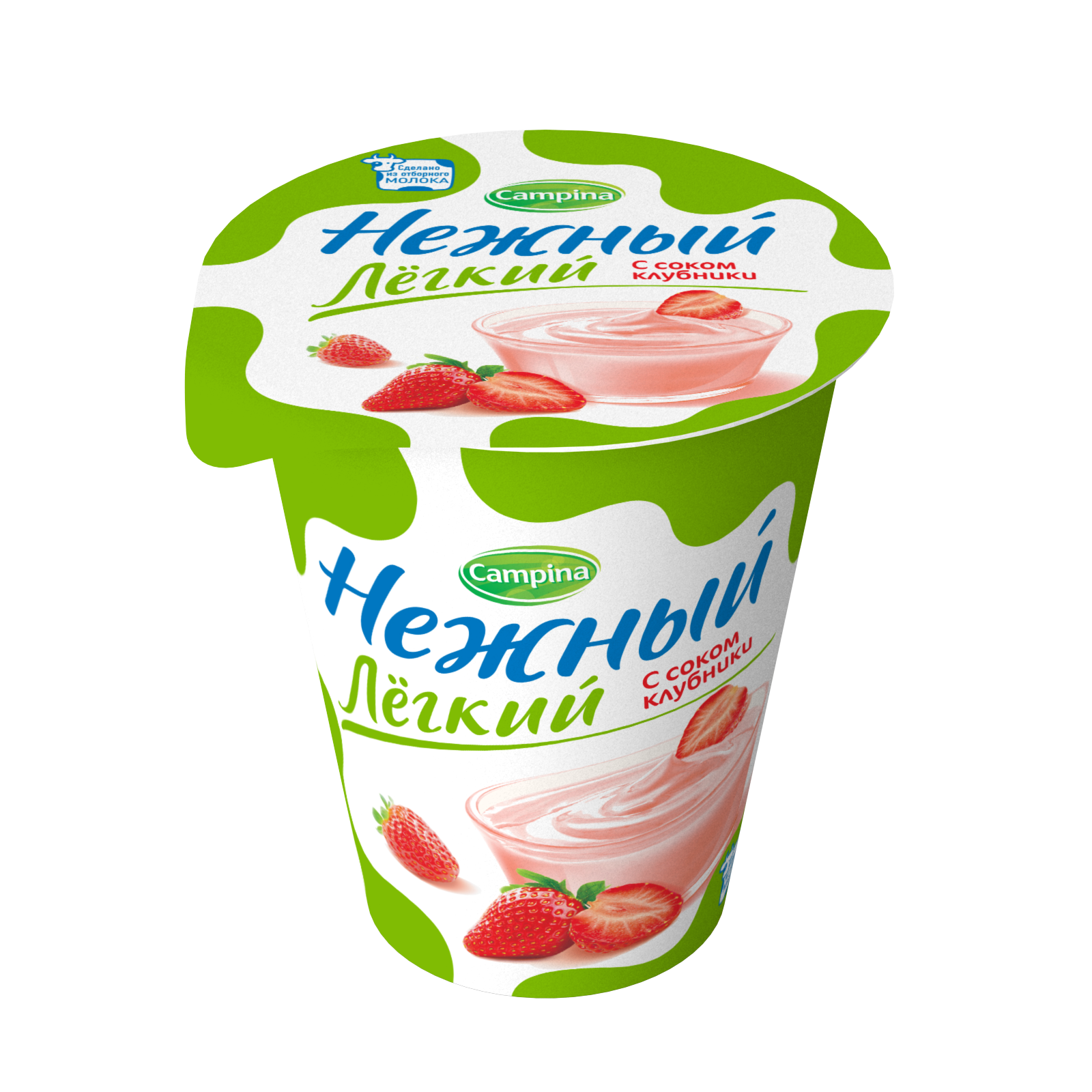 Йогурт Нежный легкий Кампина с соком клубники 0.1% 320г