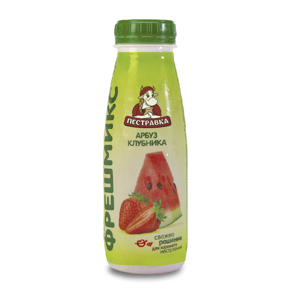 НАПИТОК СЫВОРОТОЧНЫЙ ПЕСТРАВКА С СОКОМ АРБУЗ-КЛУБНИКА ПЭТ 270Г