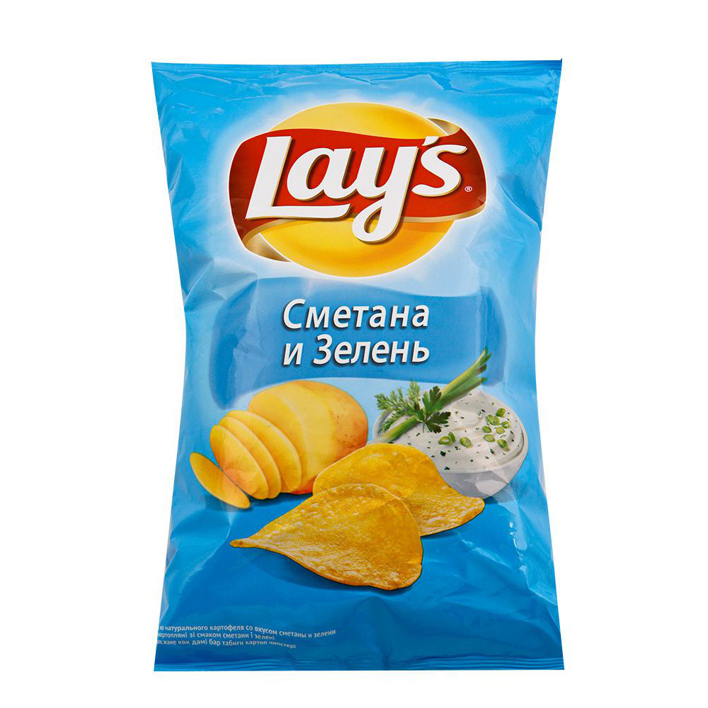 ЧИПСЫ ЛЭЙС 140ГР СМЕТАНА И ЗЕЛЕНЬ