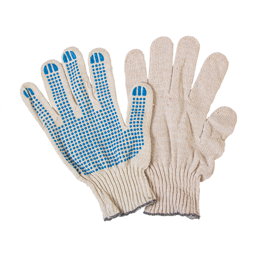 ПЕРЧАТКИ С ПВХ-ПОКРЫТИЕМ (4 НИТИ) БЕЛЫЕ 10КЛАСС (ПАРА) 90% ХЛОПОК, 10% П/Э, ПЛОТ.116,7