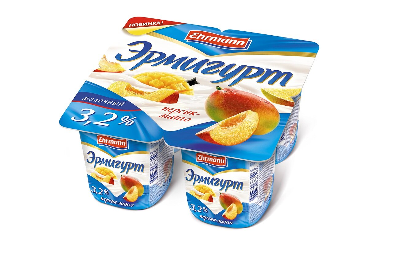ЙОГУРТ ЭРМИГУРТ МОЛОЧНЫЙ 3,2% ПЕРСИК/МАНГО 100ГР