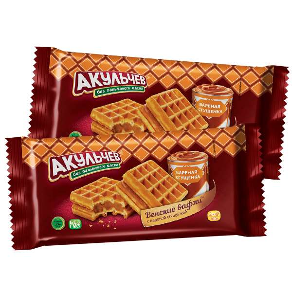 ВАФЛИ ВЕНСКИЕ СГУЩЕНКА АКУЛЬЧЕВ 100ГР