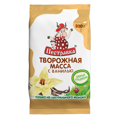 БЗМЖ МАССА ТВОРОЖНАЯ ПЕСТРАВКА ВАНИЛЬ 18% 200ГР