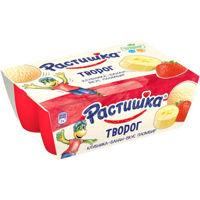 ДЕСЕРТ РАСТИШКА С ТВОРОЖ.КРЕМОМ КЛУБНИКА/БАНАН/ПЛОМБИР 6*45ГР