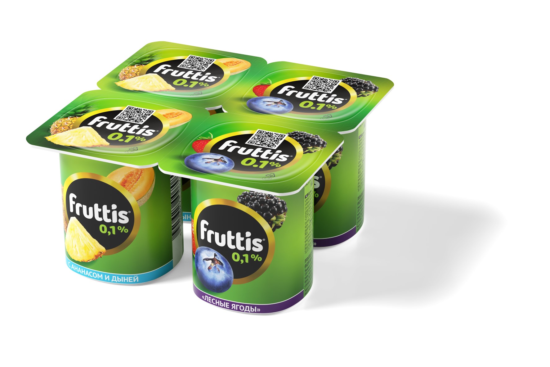 БЗМЖ ЙОГУРТ ФРУТТИС ЛЁГКИЙ АНАНАС ДЫНЯ ЛЕС ЯГОДЫ 0,1% 110ГР