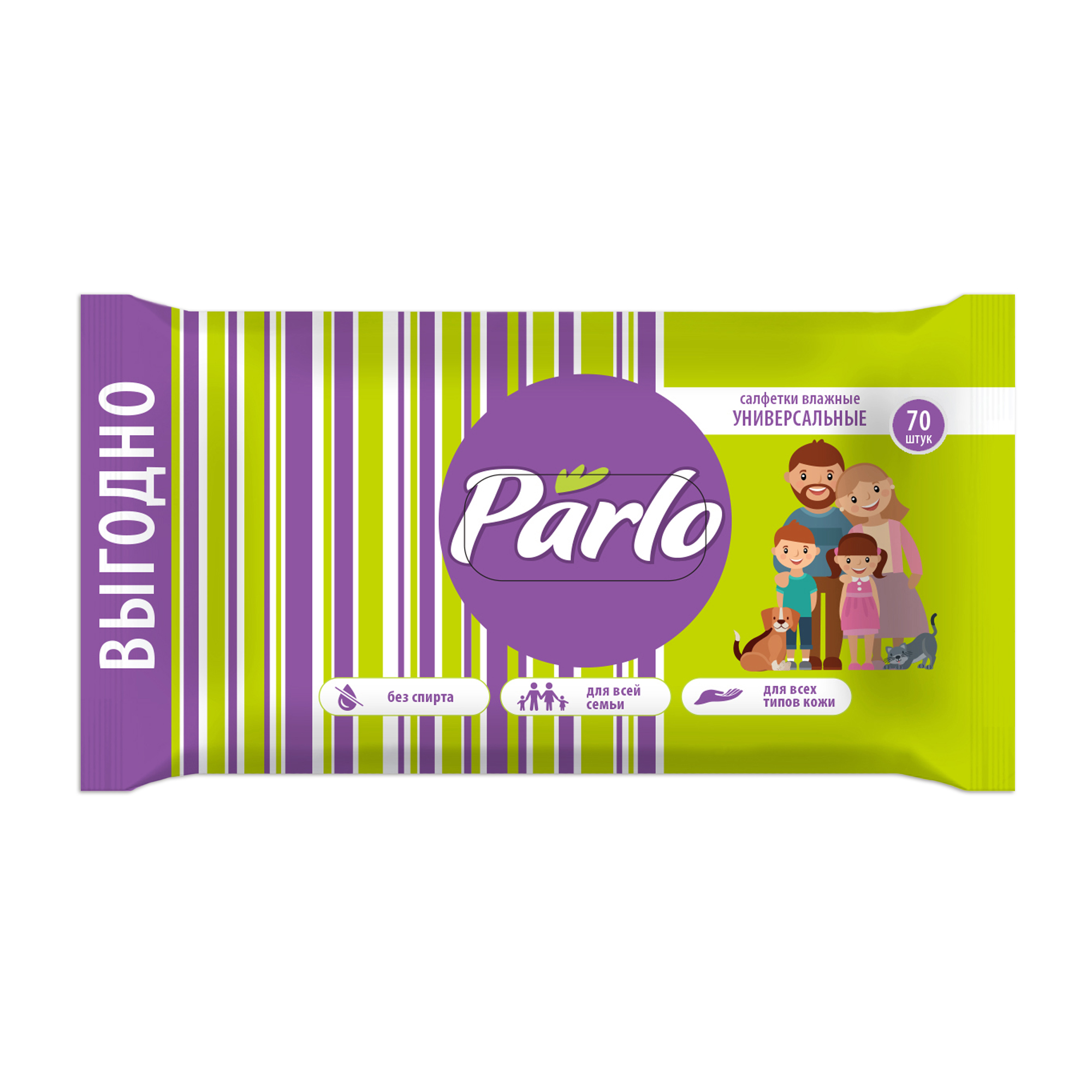 САЛФЕТКИ ВЛАЖНЫЕ ПАРЛО ДЛЯ ВСЕЙ СЕМЬИ 70ШТ