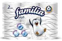 БУМАГА ТУАЛЕТНАЯ FAMILIA PLUS ДВУХСЛОЙНАЯ БЕЛАЯ 6ШТ