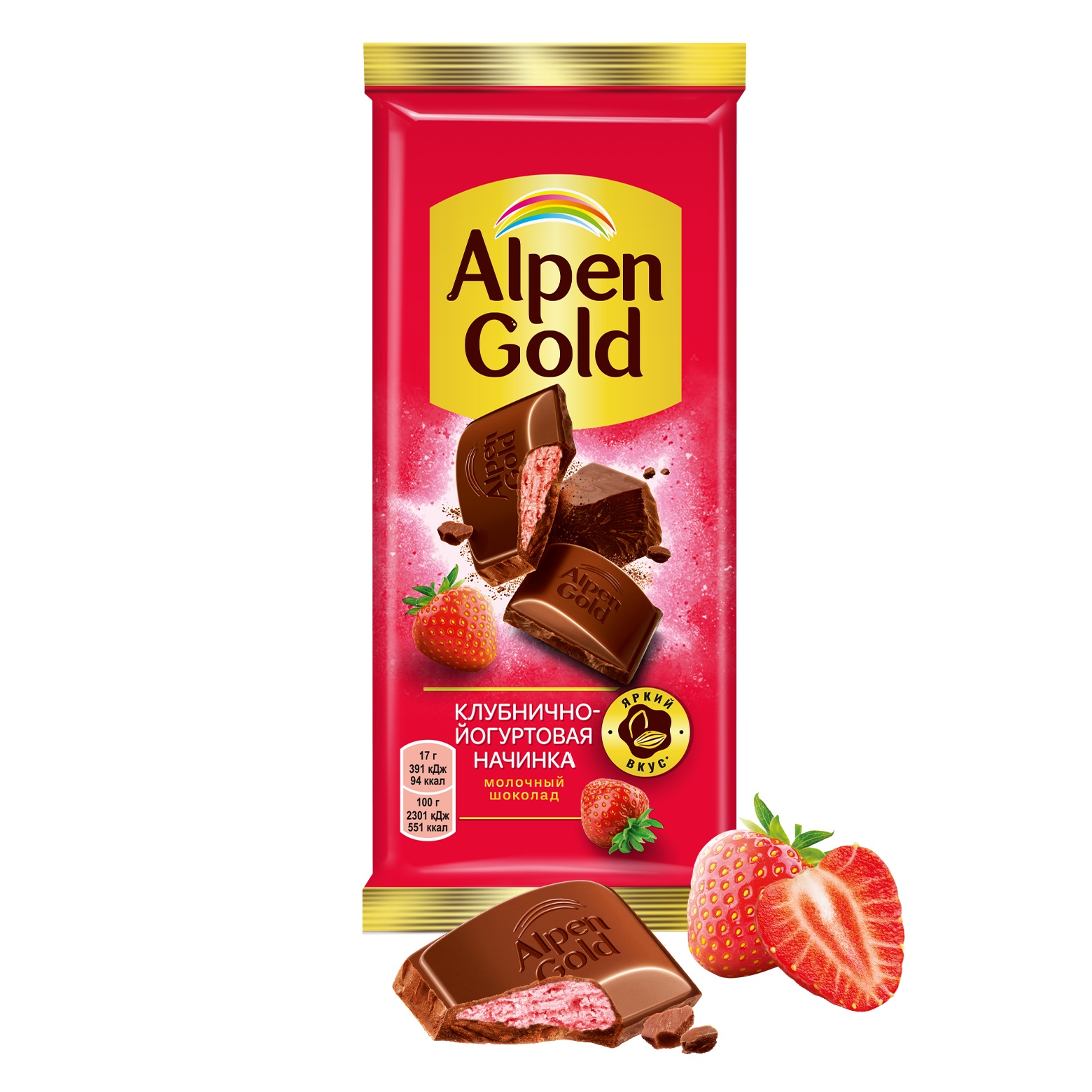 ШОКОЛАД АЛЬПЕН ГОЛЬД МОЛОЧНЫЙ КЛУБНИКА/ЙОГУРТ 80ГР