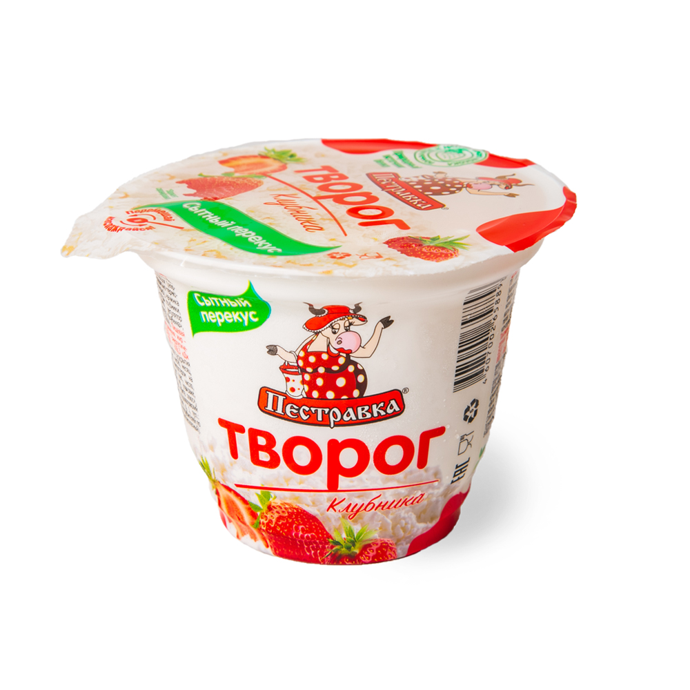БЗМЖ ТВОРОГ ПЕСТРАВКА КЛУБНИКА 4% 120ГР