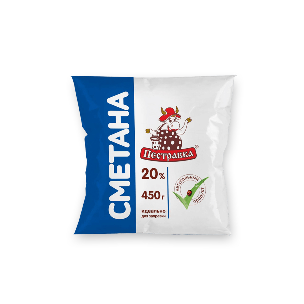 БЗМЖ СМЕТАНА ПЕСТРАВКА 20% 450ГР Ф/П