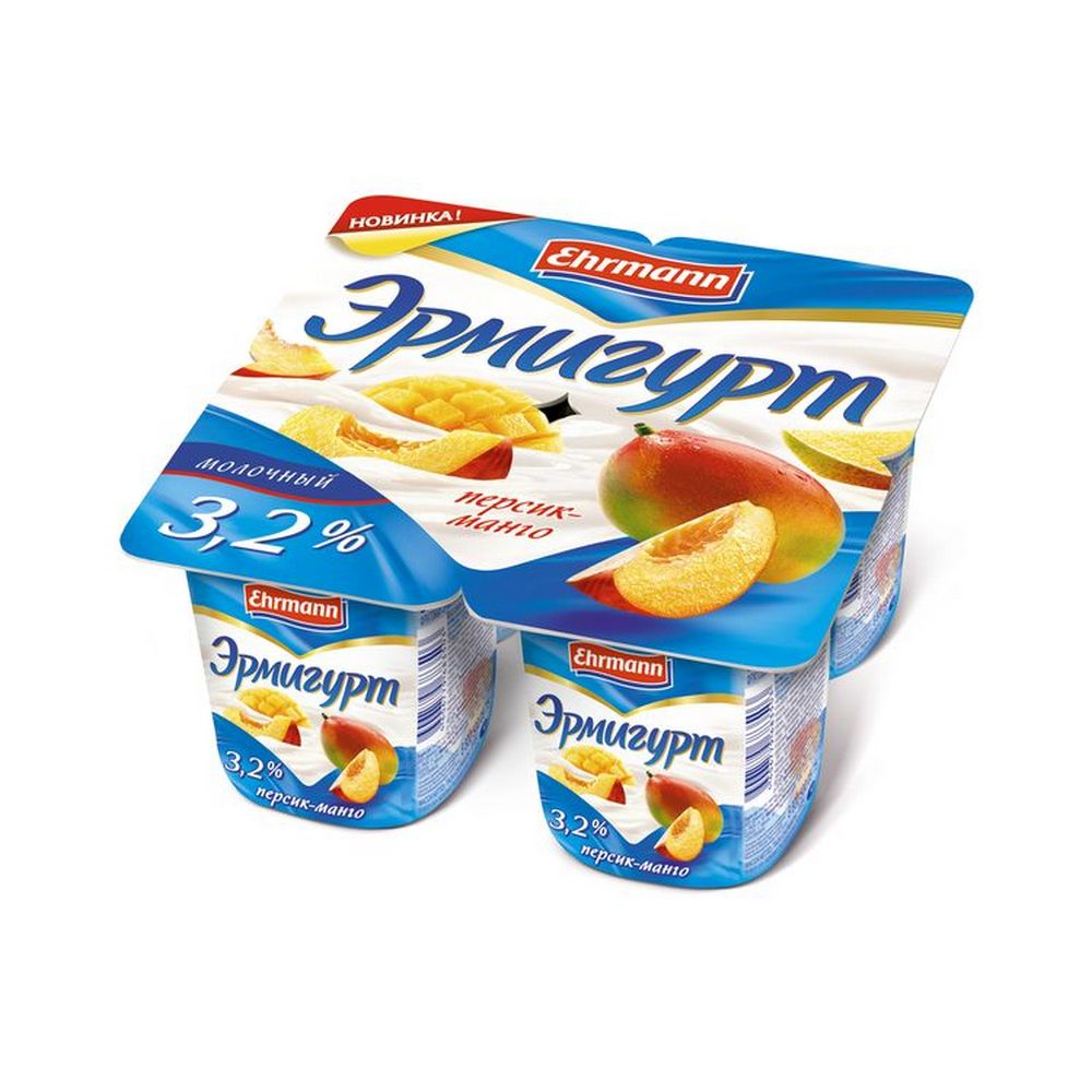 ЙОГУРТ ЭРМИГУРТ МОЛОЧНЫЙ 3,2% ПЕРСИК/МАНГО 100ГР