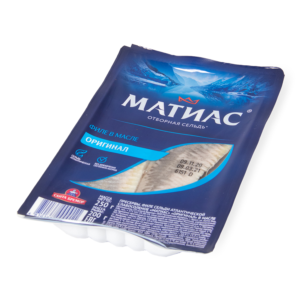 СЕЛЬДЬ САНТА БРЕМОР МАТИАС ФИЛЕ ОРИГИНАЛЬНОЕ 250ГР В/У