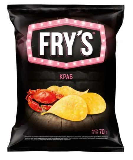 Чипсы из натур. картофеля FRY’S Краб Зубастый 70г