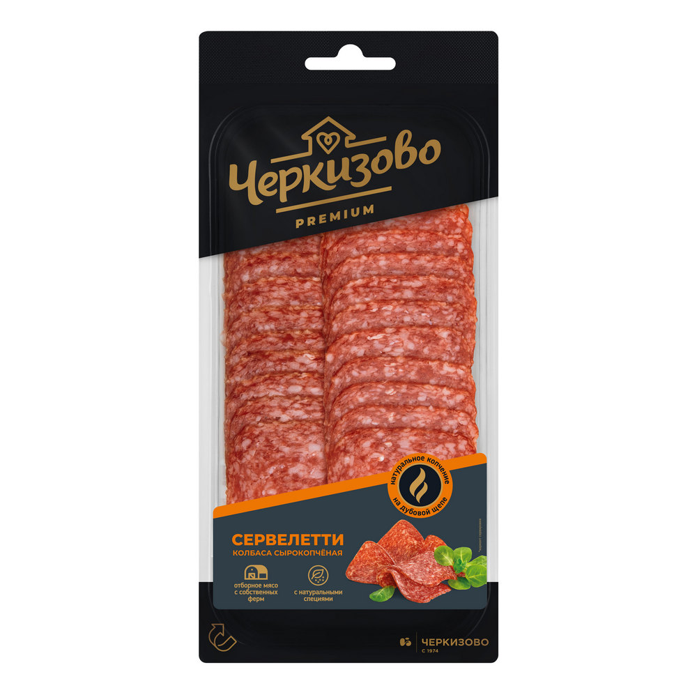 КОЛБАСА ЧЕРКИЗОВО СЕРВЕЛЕТТИ ПРЕСС НАРЕЗКА 85ГР