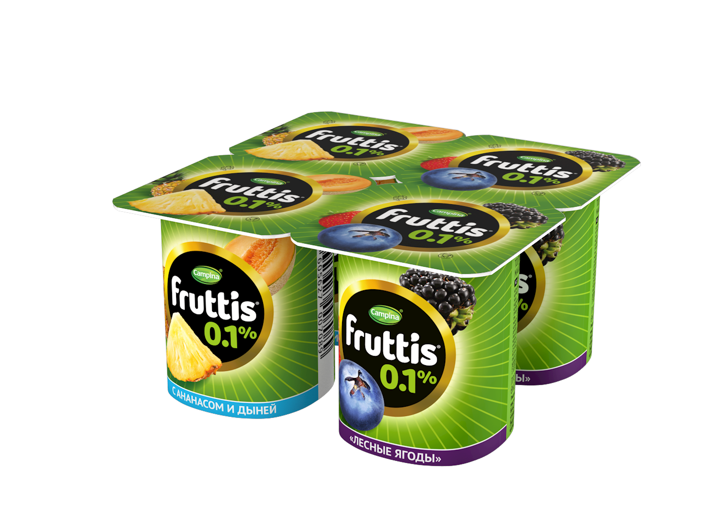БЗМЖ ЙОГУРТ ФРУТТИС ЛЁГКИЙ АНАНАС ДЫНЯ ЛЕС ЯГОДЫ 0,1% 110ГР