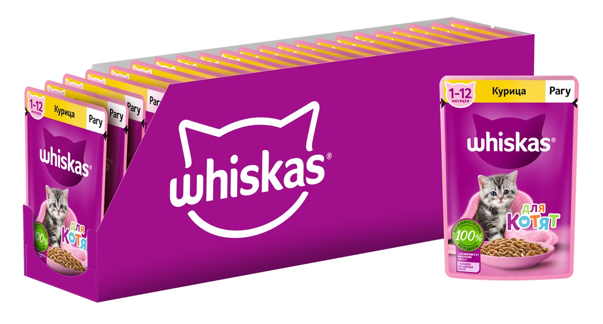 КОРМ ВИСКАС ДЛЯ КОТЯТ РАГУ КУРИЦА ПАУЧ 75ГР