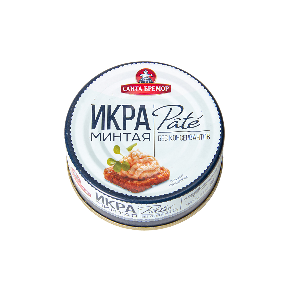 ИКОРНОЕ РЫБНОЕ ИЗДЕЛИЕ ИКРА МИНТАЯ ДЕЛИКАТЕСНАЯ ПАСТЕРИЗОВАННАЯ "ПАТЕ" Ж/Б 90Г