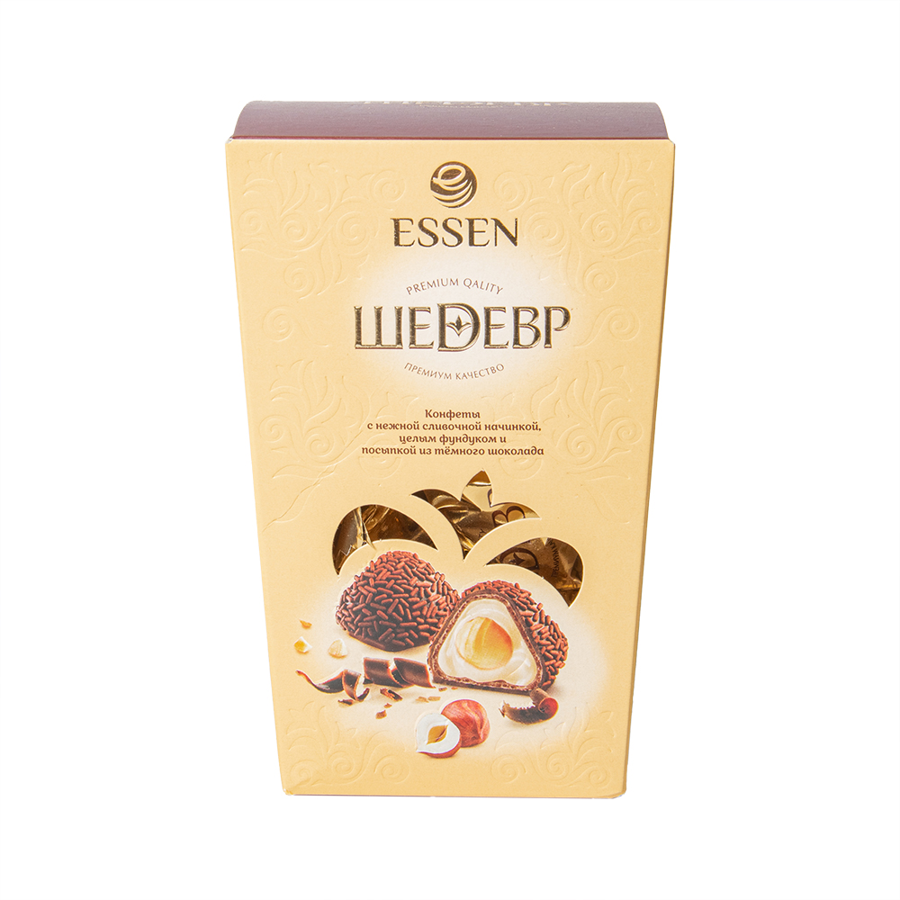 НАБОР КОНФЕТ ШЕДЕВР СЛИВ НАЧИНКА/ФУНДУК/ТЕМНЫЙ ШОКОЛАД ЭССЕН 150ГР