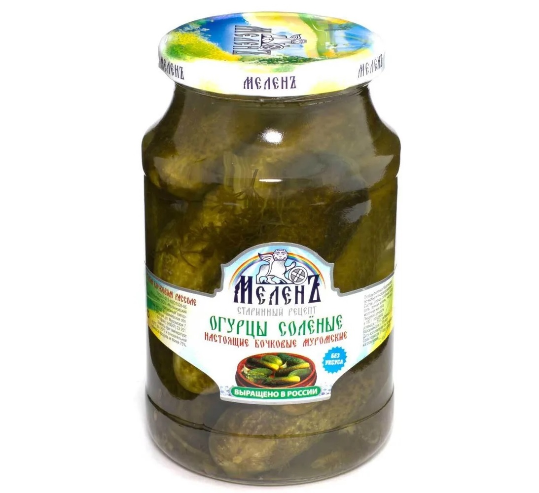 ОГУРЦЫ МЕЛЕНЬ МУРОМСКИЕ СОЛЕНЫЕ БОЧКОВЫЕ  900ГР