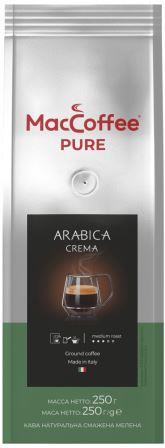 КОФЕ MACCOFFEE PURE ARABICA CREMA НАТУРАЛЬНЫЙ МОЛОТЫЙ 250ГР