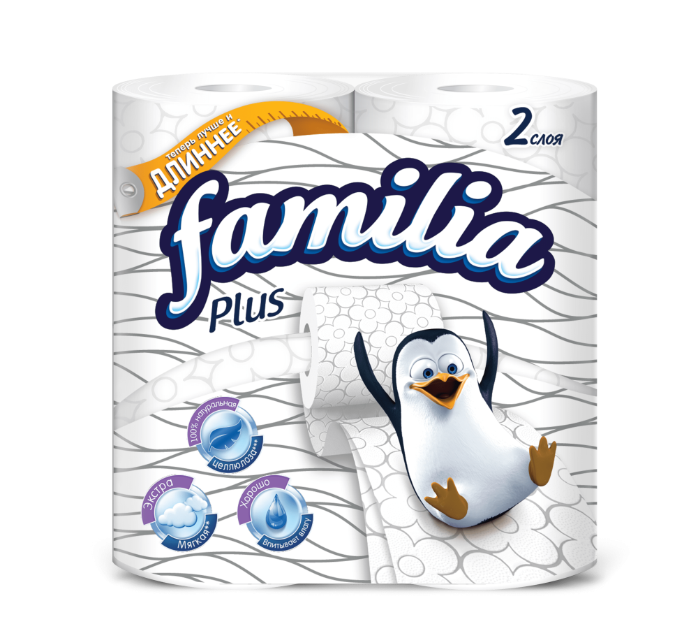 ТУАЛЕТНАЯ БУМАГА FAMILIA PLUS БЕЛАЯ 2СЛ 4РУЛ