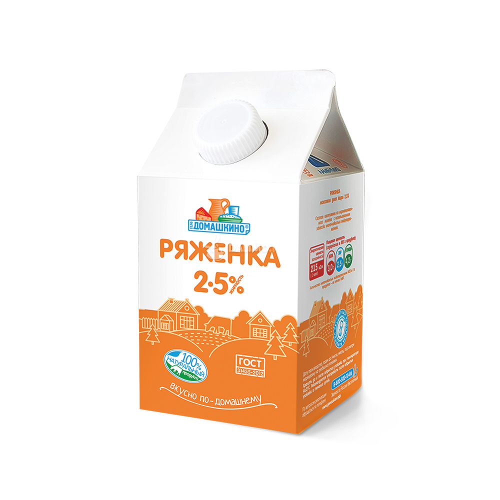 Ряженка «Село Домашкино» 2,5% пюр-пак 400 г