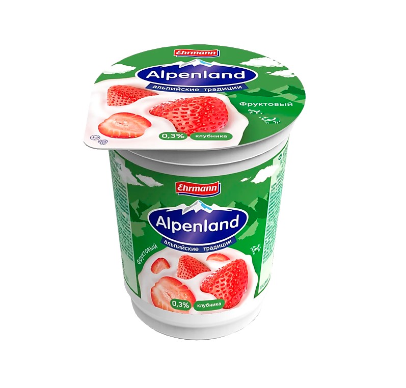 Йогурт Alpenland Клубника, 0.3%, 320 г