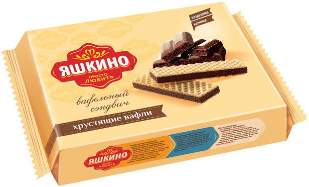 ВАФЛИ ТОНКИЕ С КРЕМОМ КЛУБНИКА ЯШКИНО 144ГР