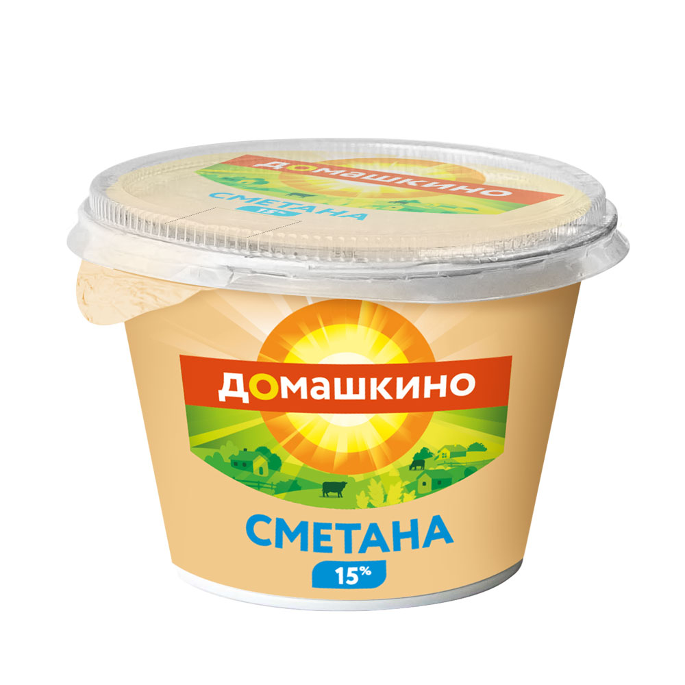 БЗМЖ СМЕТАНА СЕЛО ДОМАШКИНО 15% 170ГР СТАКАН