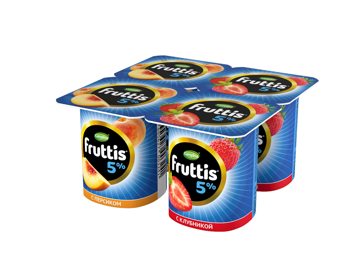 БЗМЖ ЙОГУРТ ФРУТТИС СЛИВ.ЛАКОМ КЛУБНИКА-ПЕРСИК 5% 115ГР