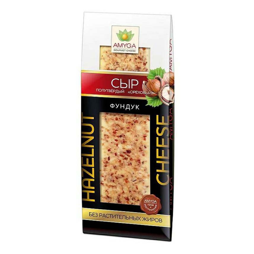 БЗМЖ СЫР МЯГКИЙ СЛИВОЧНЫЙ ОРЕХОВЫЙ С ФУНДУКОМ 45% ТМ АМИГА 150ГР