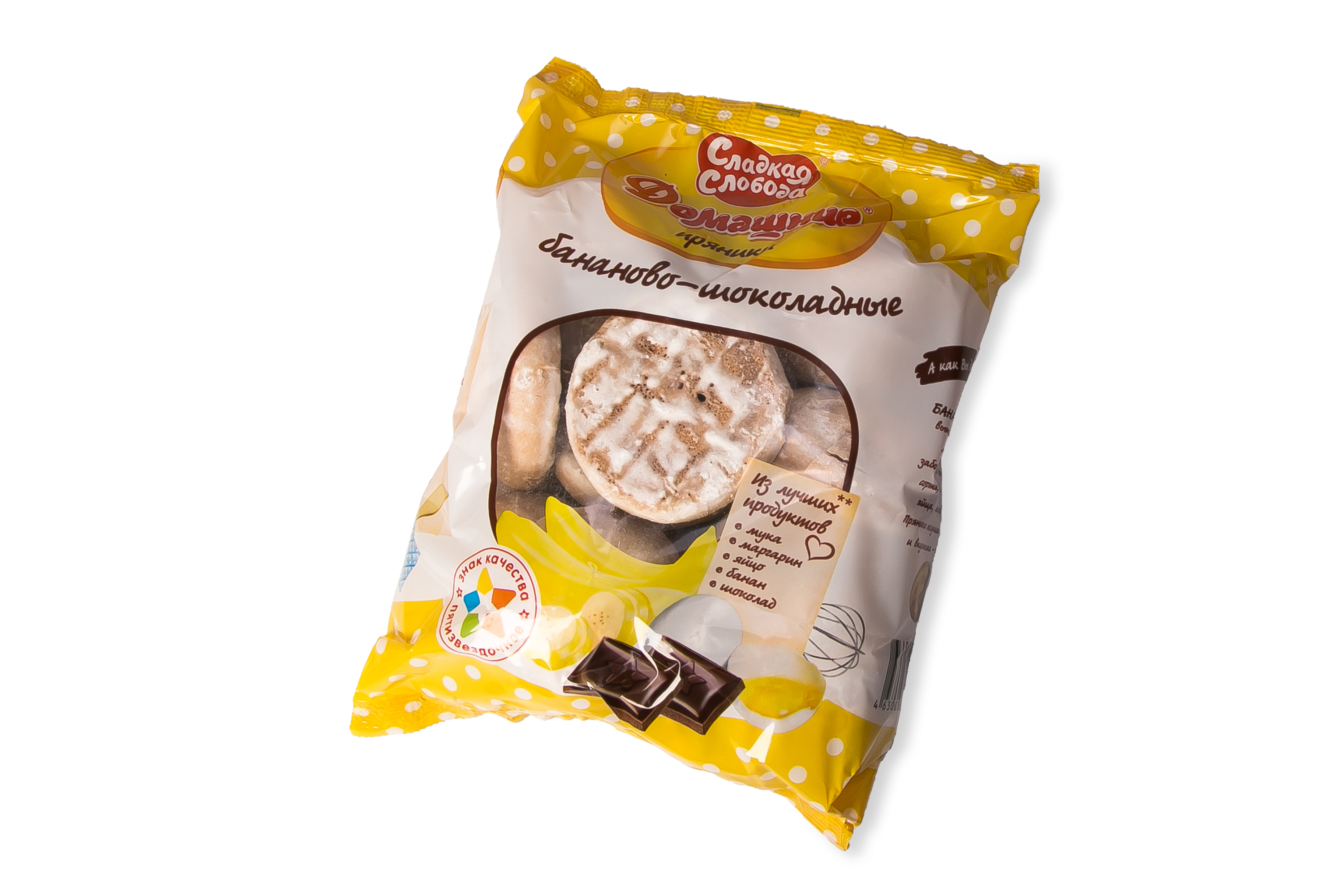 ПРЯНИКИ СС ДОМАШНИЕ БАНАНОВО ШОКОЛАДНЫЕ 350ГР